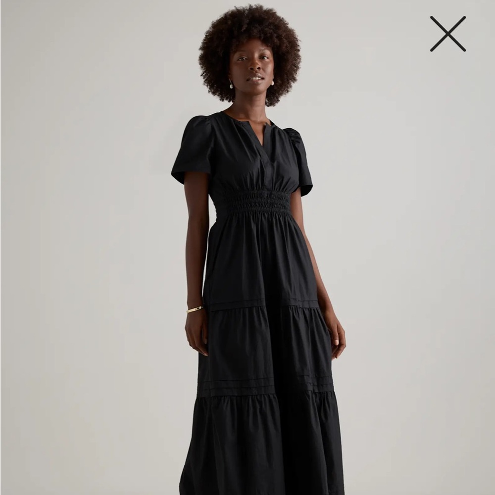 100% Organic Cotton Poplin Tiered Maxi Dress